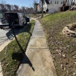 Dirty concrete before a deep surface cleaning.