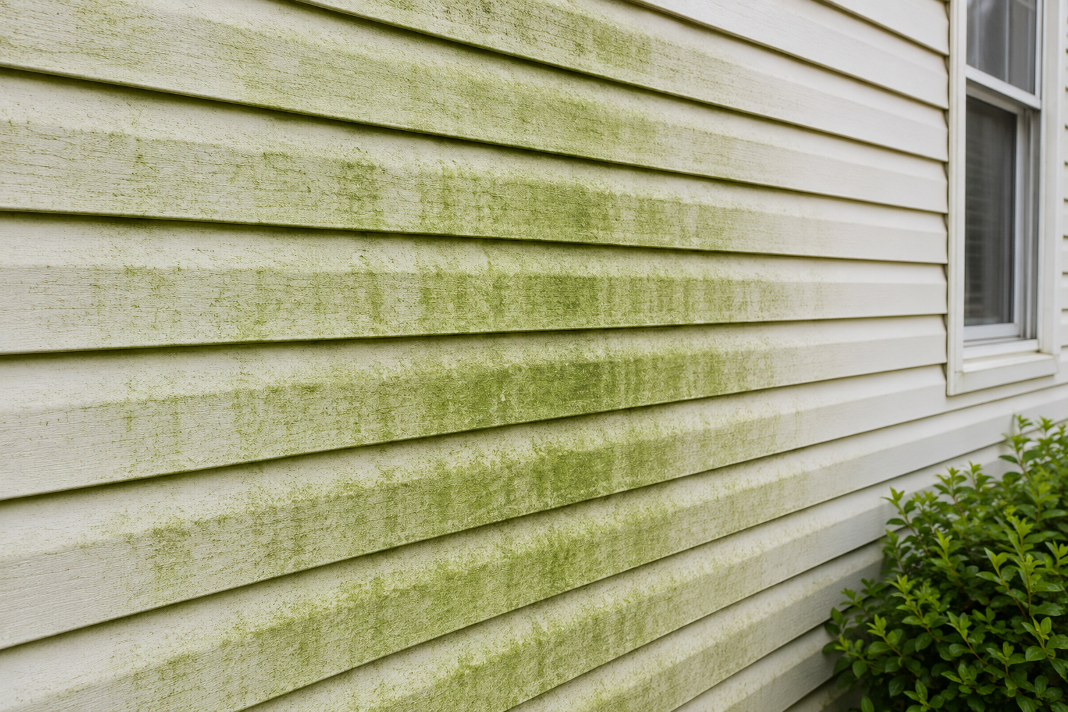 Siding with green algae